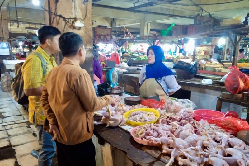 Tim Direktorat Jenderal Peternakan dan Kesehatan Hewan Kementerian Pertanian (Kementan) melakukan inspeksi harga ayam di Pasar Klender SS pada Jumat (13/2/2026). (ANTARA/HO-Kementan RI)